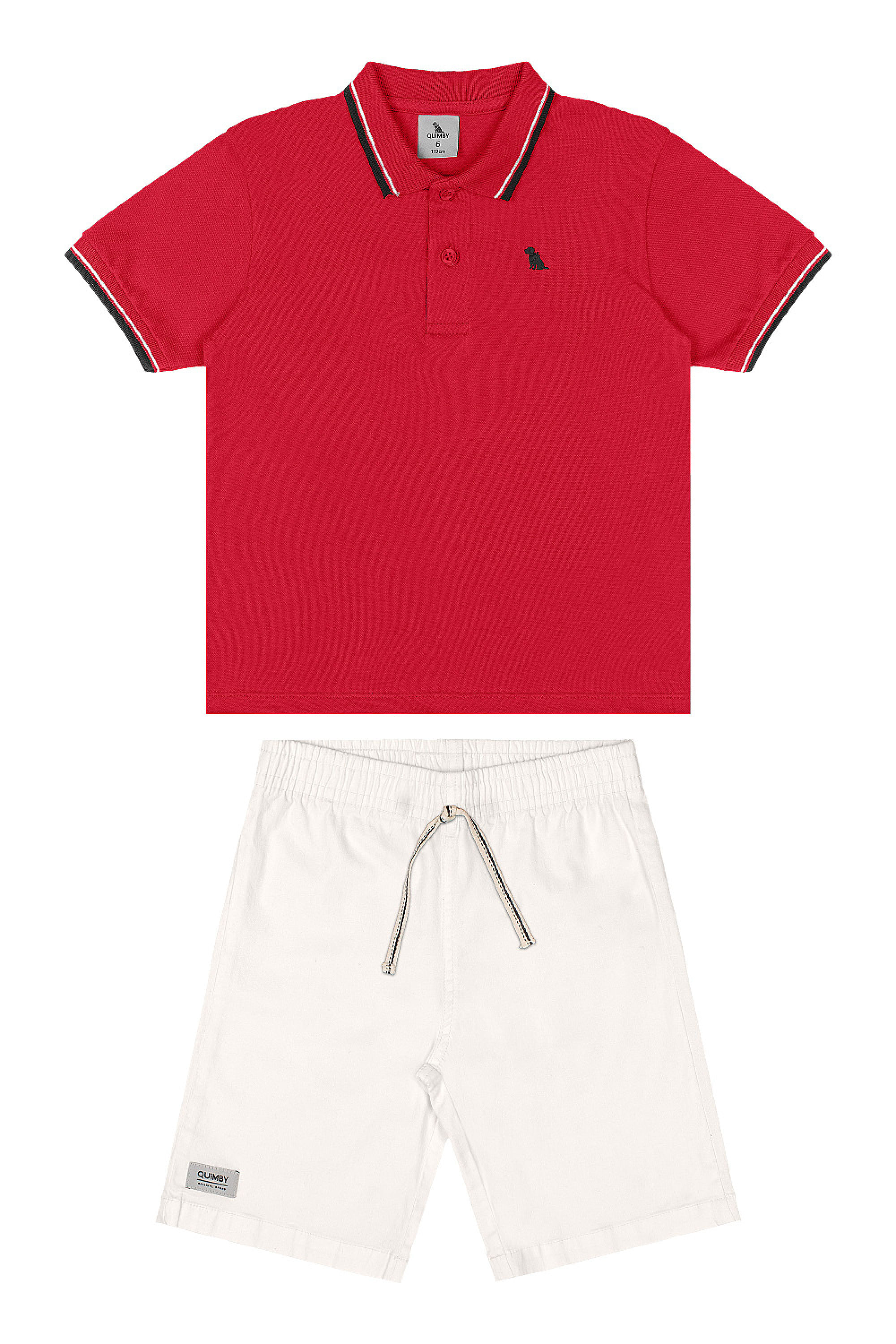 Conjunto Infantil Masculino Camisa Polo e Bermuda (Vermelho) Quimby - Imagem 2